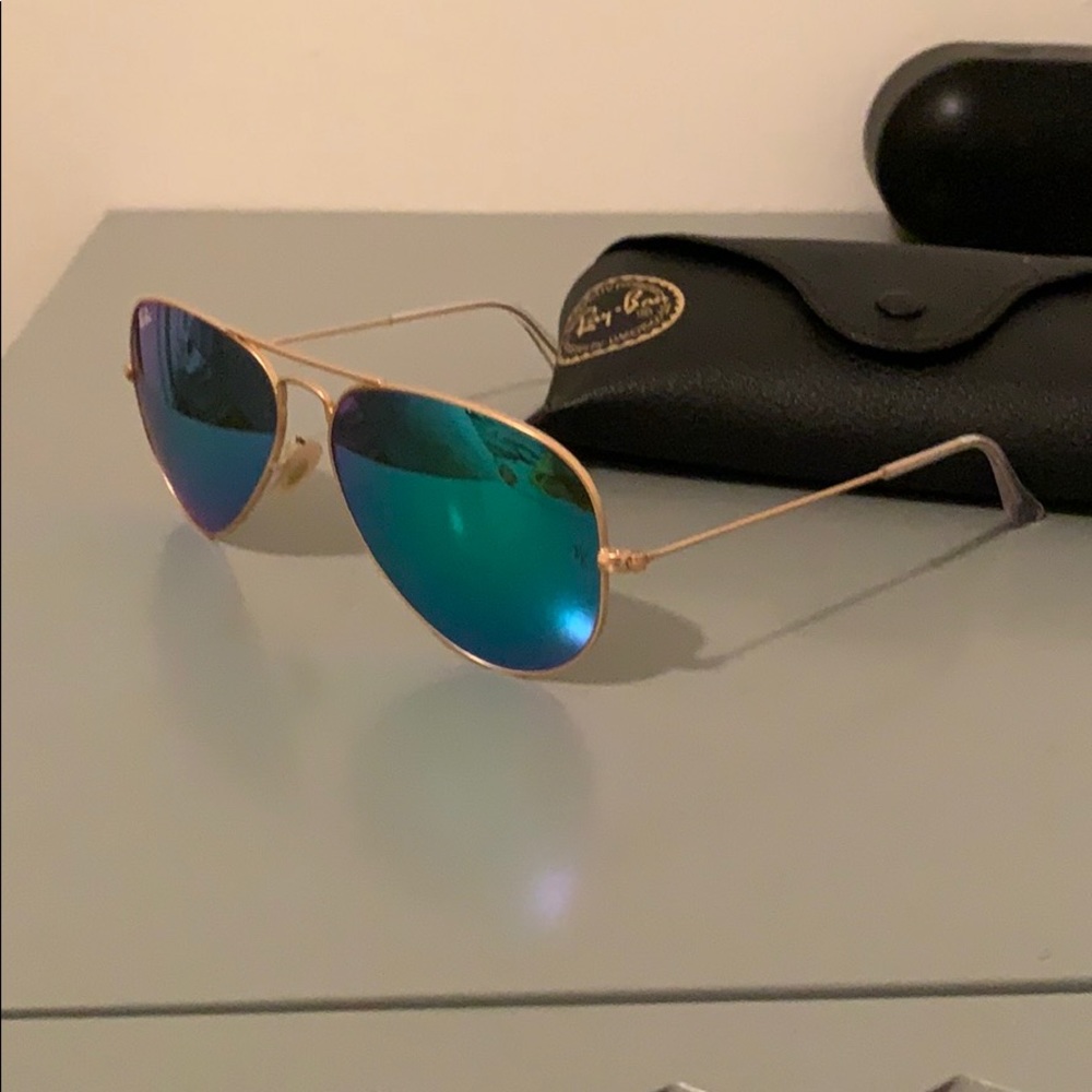 Ray Ban Gold Frame Green Mirror Lenses